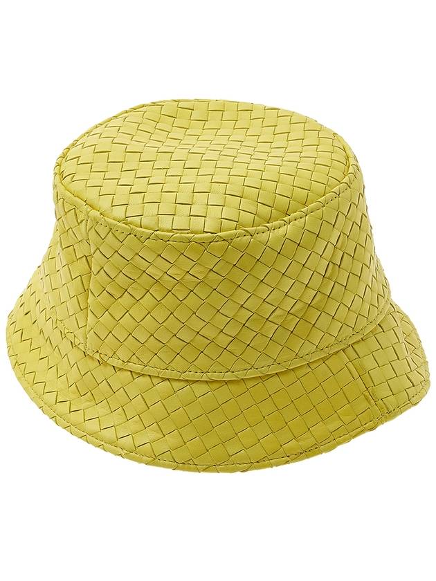 Intrecciato Leather Bucket Hat Yellow - BOTTEGA VENETA - BALAAN.