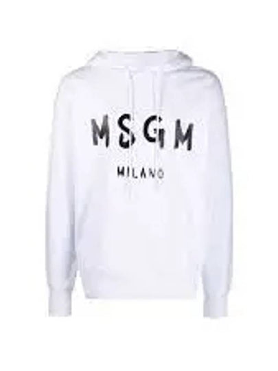 Milano Brushed Logo Cotton Hoodie White - MSGM - BALAAN 2