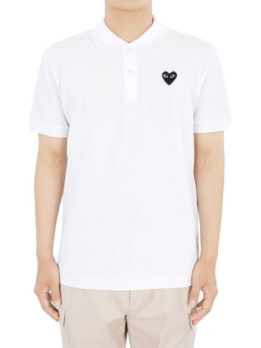 Men s Black Heart Waffen PK Short Sleeve White P1 T066 - COMME DES GARCONS - BALAAN 1