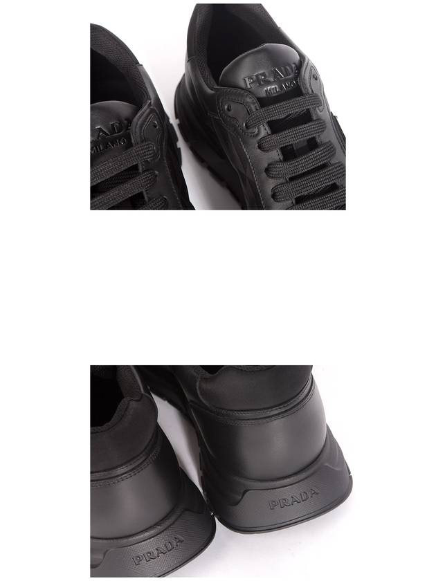 Triangle Logo Leather Re-Nylon High Top Sneakers Black - PRADA - BALAAN 8