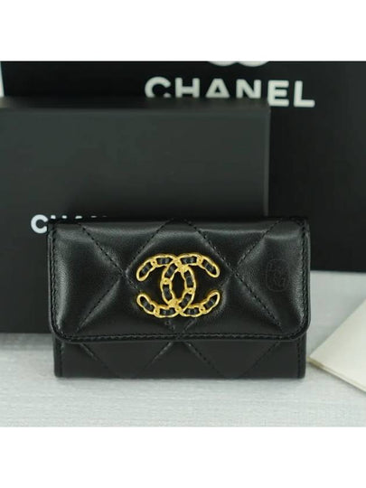 19 Flap Snap Card Wallet Lambskin Black AP1790 - CHANEL - BALAAN 2