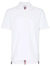 Men's Cotton Pique Center Bag Striped Short Sleeve Polo Shirt White - THOM BROWNE - BALAAN 3