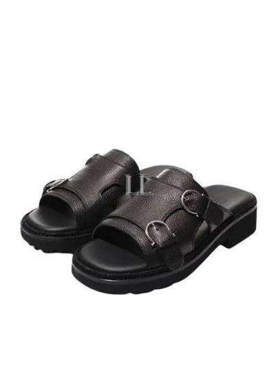 Gancini Buckle Sandals Black - SALVATORE FERRAGAMO - BALAAN 2