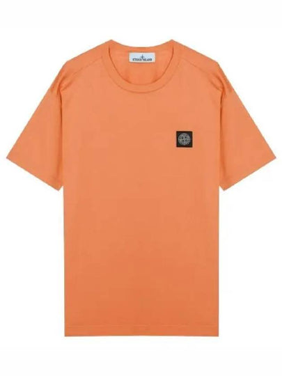 Logo Patch Cotton Short Sleeve T-Shirt Orange - STONE ISLAND - BALAAN 2