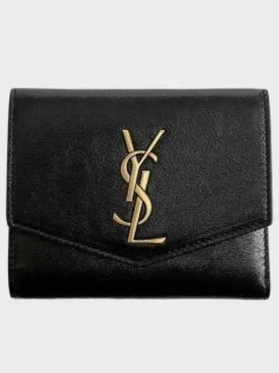 Uptown Compact Leather Wallet Black - SAINT LAURENT - BALAAN 2