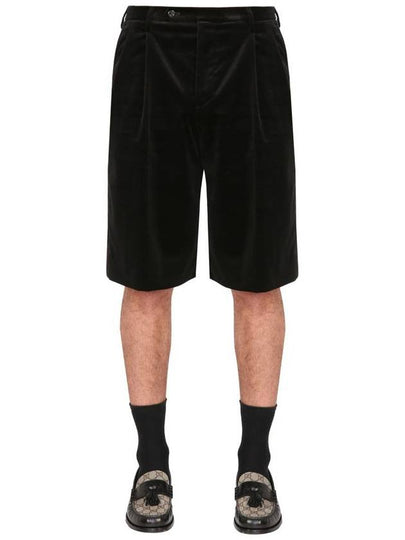 Men's Stretch Velvet Shorts Black - GUCCI - BALAAN 2