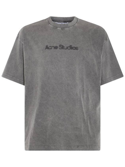 Faded Logo Relaxed Fit Cotton Short Sleeve T-Shirt Grey - ACNE STUDIOS - BALAAN 1