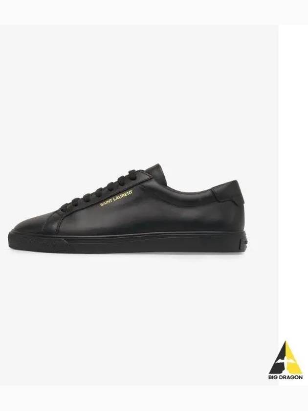 Andy Embossed Logo Leather Low Top Sneakers Black - SAINT LAURENT - BALAAN 2