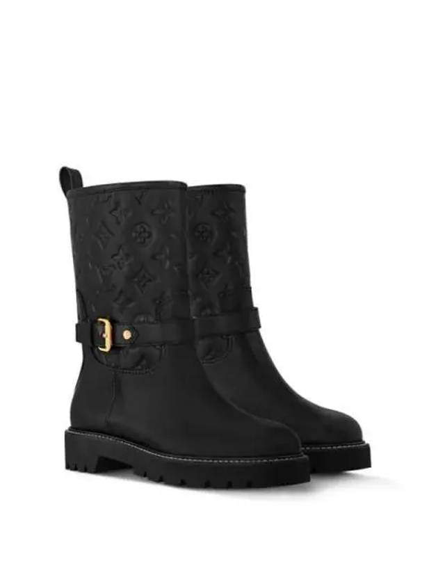 Territory Monogram Embossed Flat Ankle Middle Boots Black - LOUIS VUITTON - BALAAN 2