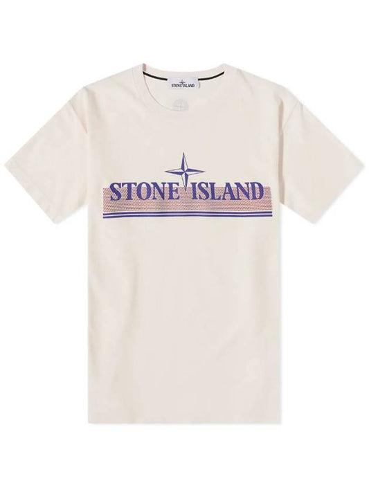 Tricromia One Print Garment Dyed Cotton Jersey Short Sleeve T-Shirt Light Pink - STONE ISLAND - BALAAN 2