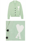 Big Heart Embroidered Logo Cardigan Green - AMI - BALAAN 6