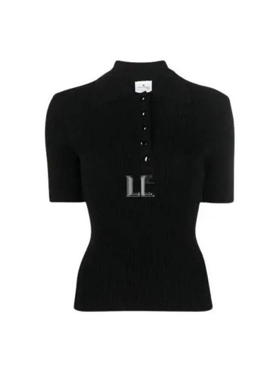 Logo Polo Short Sleeve Knit Top Black - COURREGES - BALAAN 2