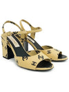 22S Printed Sandals 37 5 Yellow Black 3ET1622 - CHANEL - BALAAN 2