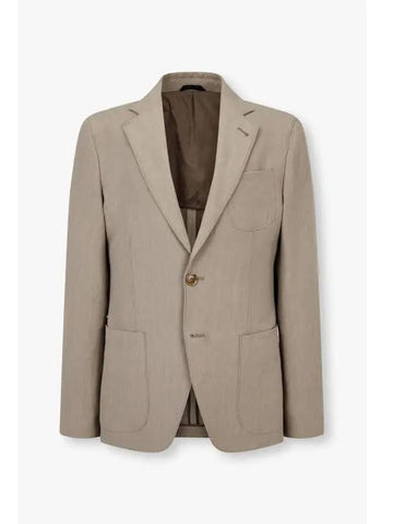 Men s no cheat lapel linen single jacket dark beige - GIORGIO ARMANI - BALAAN 1