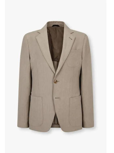 Men s no cheat lapel linen single jacket dark beige - GIORGIO ARMANI - BALAAN 1