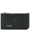 Leather Zipper Classic Fragment Card Wallet Black - SAINT LAURENT - BALAAN 2