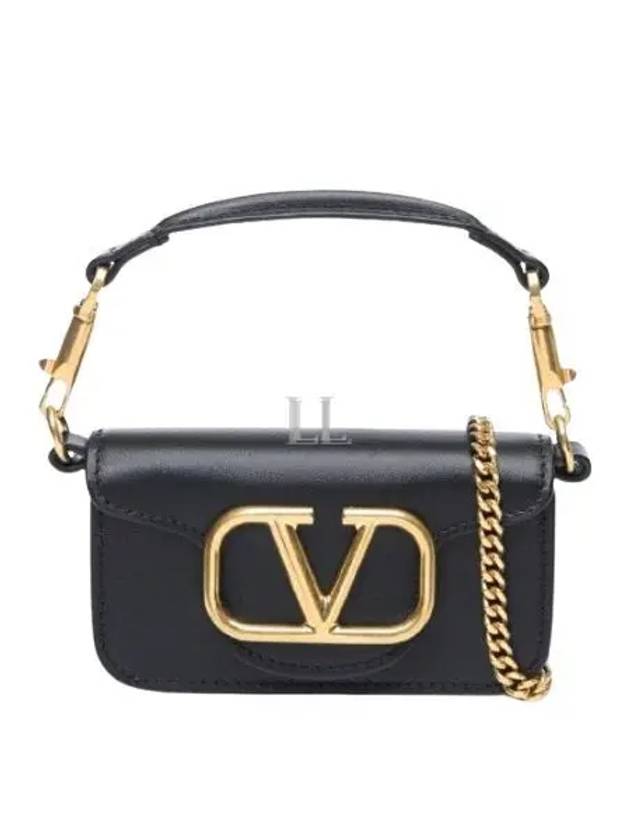 V Logo Micro Chain Shoulder Bag Black - VALENTINO - BALAAN 2