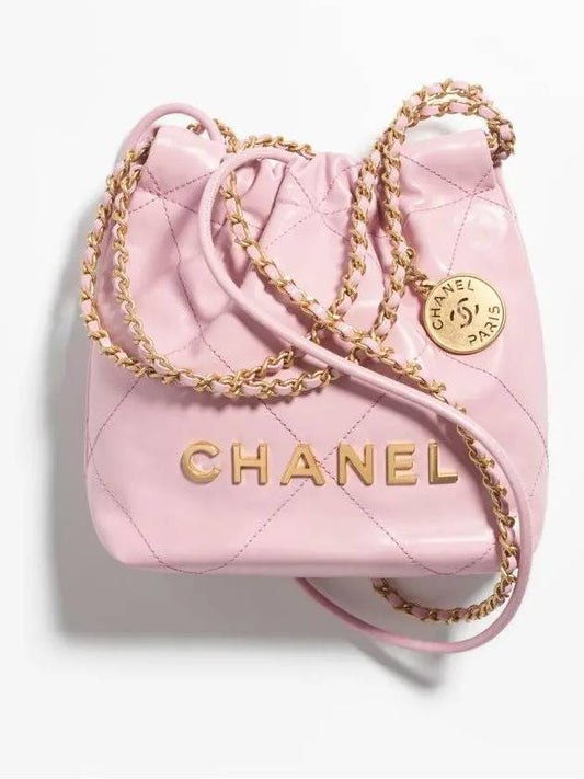22 Mini handbag two bag shiny calfskin light pink gold AS3980 B08037 NY558 - CHANEL - BALAAN 1