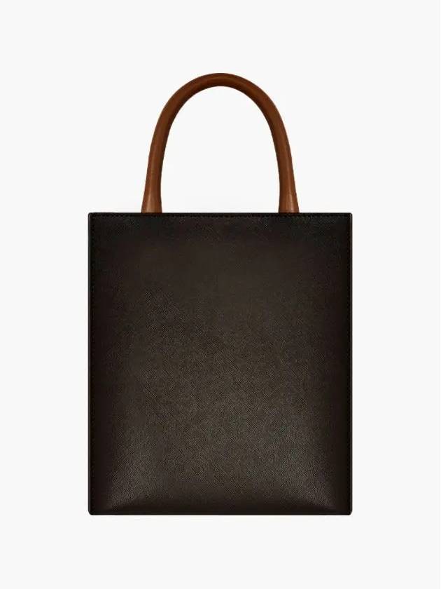 Leather Mini Book Tote Bag Dark Khaki - AGATHA APPAREL - BALAAN 3