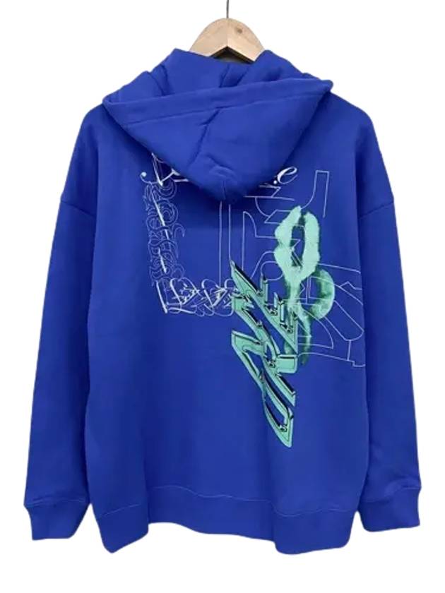 Logo Backprint Hoodie Zip-Up Blue - GIVENCHY - BALAAN 2