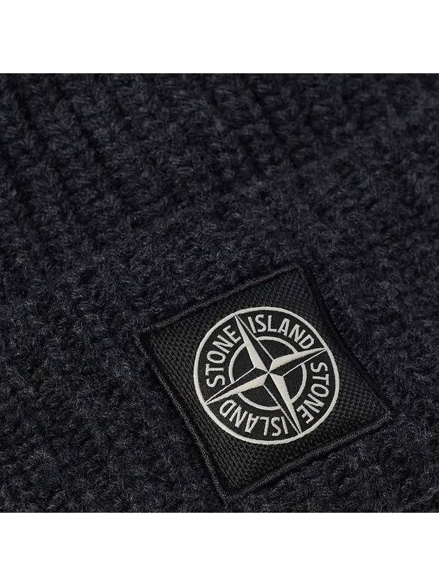 Wappen Patch Wool Beanie Dark Grey - STONE ISLAND - BALAAN 4