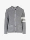 Cotton Jersey Flower 4 Bar V Neck Cardigan Grey - THOM BROWNE - BALAAN 3