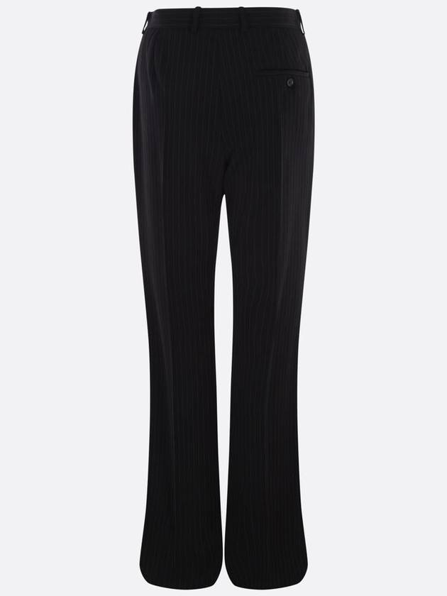 Pinstripe Pleats Front Straight Pants Black - BALENCIAGA - BALAAN 3