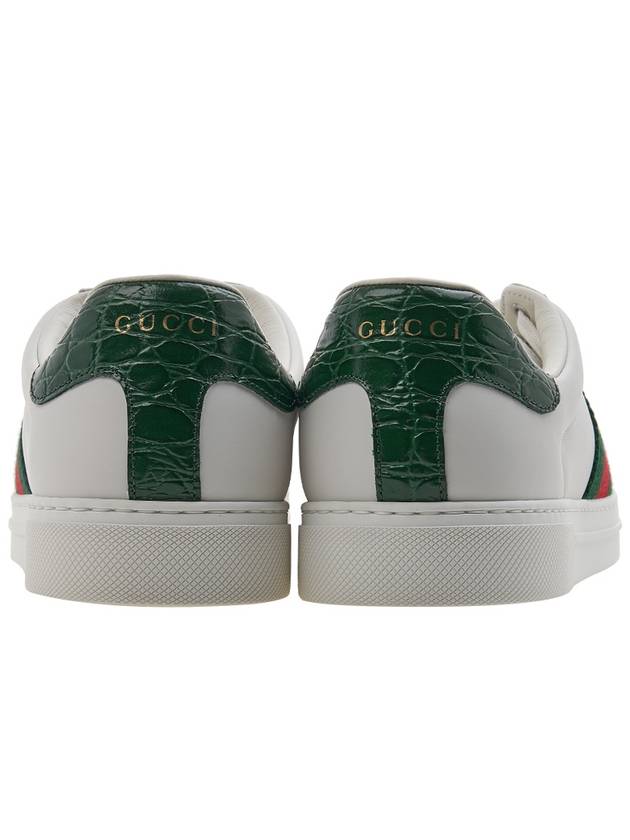 Ace Web Leather Low Top Sneakers White - GUCCI - BALAAN 5