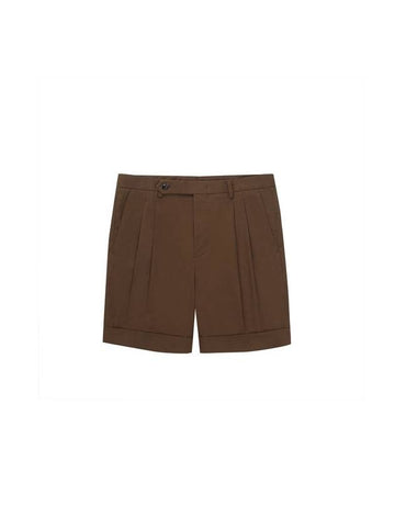 Two Tuck Tapered Bermuda Shorts Brown - SOLEW - BALAAN 1