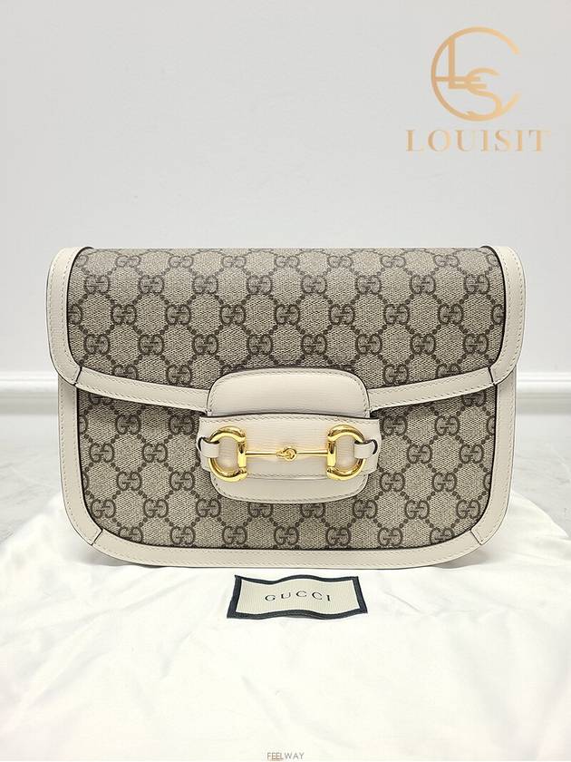 Used luxury goods Lewis It White leather GG Supreme 1955 Horsebit shoulder bag - GUCCI - BALAAN 8