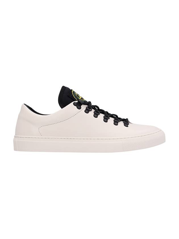 S0101 Logo Lace-Up Leather Low Top Sneakers White - STONE ISLAND - BALAAN 2