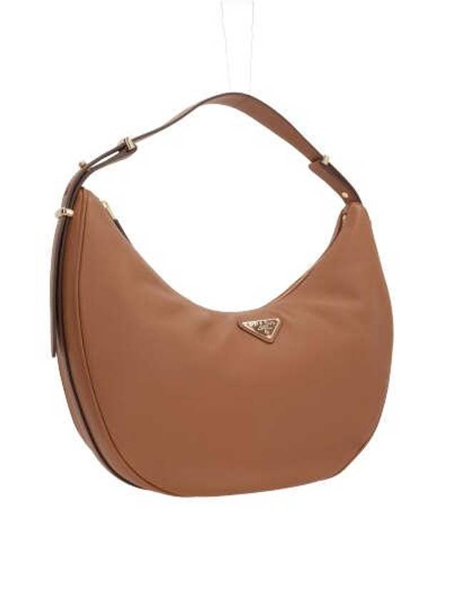 Large Leather Shoulder Bag Brown - PRADA - BALAAN 3