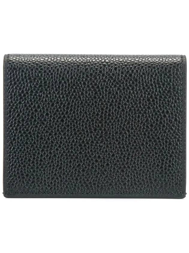 Pebble Grained Leather Double Card Wallet Black - THOM BROWNE - BALAAN 3