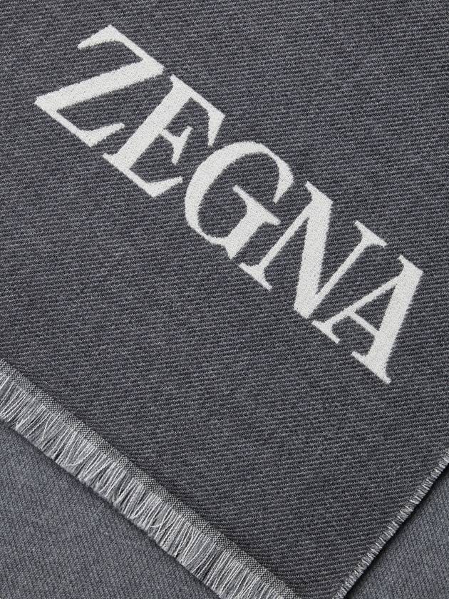 logo wool muffler gray - ERMENEGILDO ZEGNA - BALAAN 4