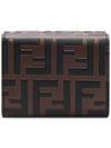 FF Diamond Leather Half Half Wallet Brown - FENDI - BALAAN 5