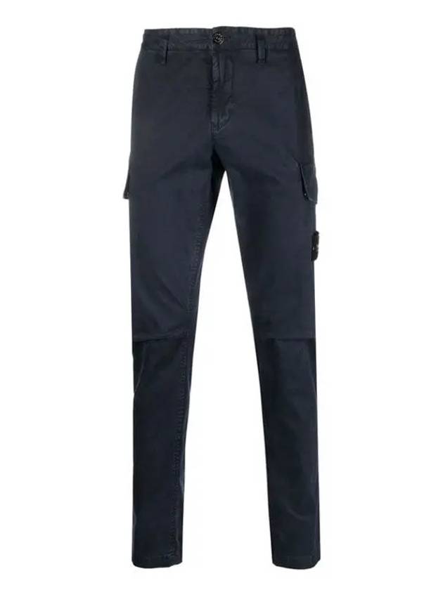 Men's Waffen Patch Twill Stretch Skinny Fit Cargo Pants Navy - STONE ISLAND - BALAAN.