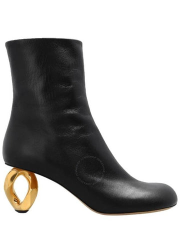 JW Anderson Black Leather Chain Heel Ankle Boots, Brand Size 37 ( US Size 7 ) - JW ANDERSON - BALAAN 1