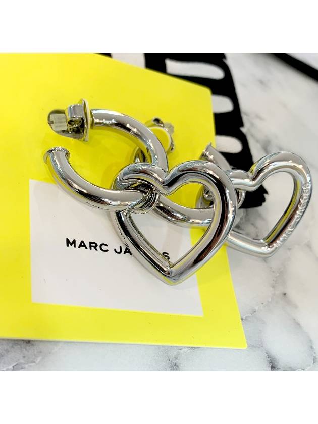 Double Heart Hoop Earrings Silver - MARC JACOBS - BALAAN 5