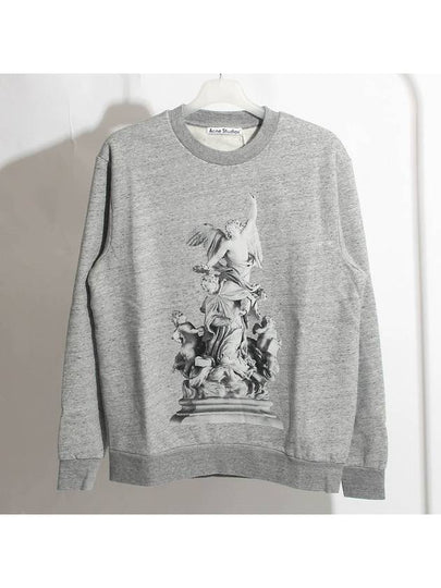 Graphic Print Crew Neck Sweatshirt Grey Melange - ACNE STUDIOS - BALAAN 2