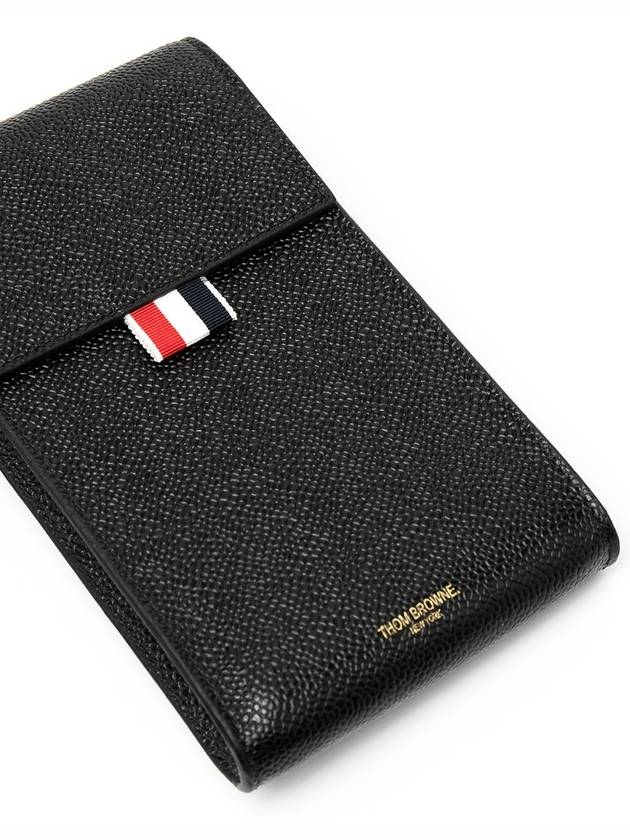 Three Stripes Strap Leather Phone Case Black - THOM BROWNE - BALAAN 7