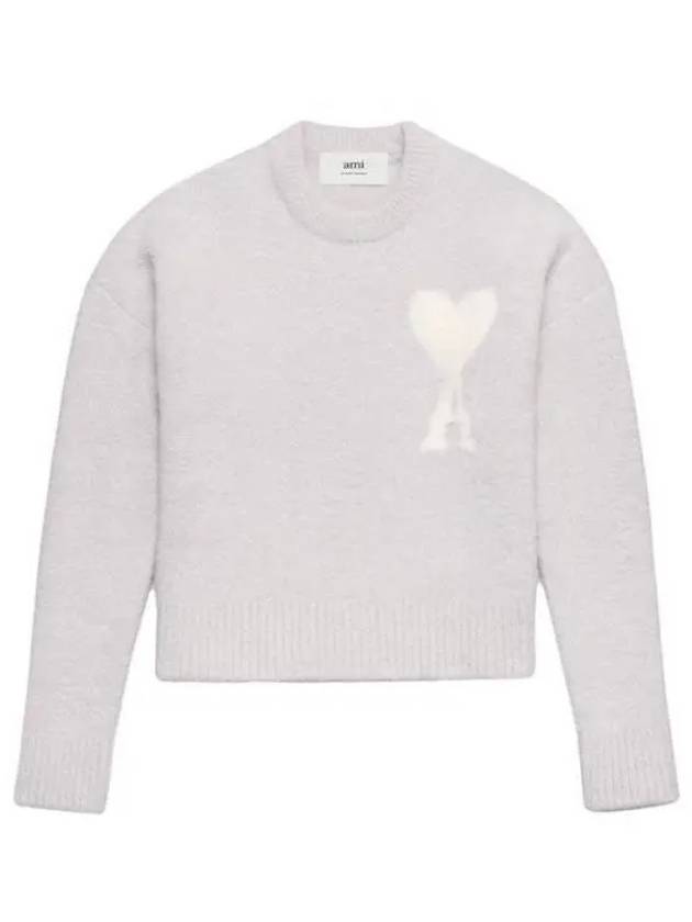 UKS025 Big Heart Logo Cloud Knit Sweater 271776 1103460 - AMI - BALAAN 1