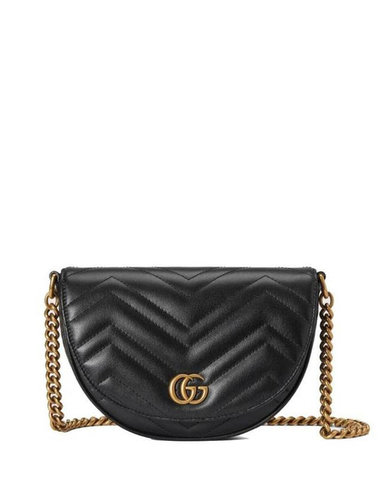 GG Marmont Matelasse Chain Mini Bag Black Leather - GUCCI - BALAAN.