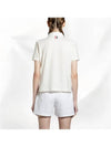 Women's Round Collar Short Sleeve Polo Shirt Natural White - THOM BROWNE - BALAAN 4