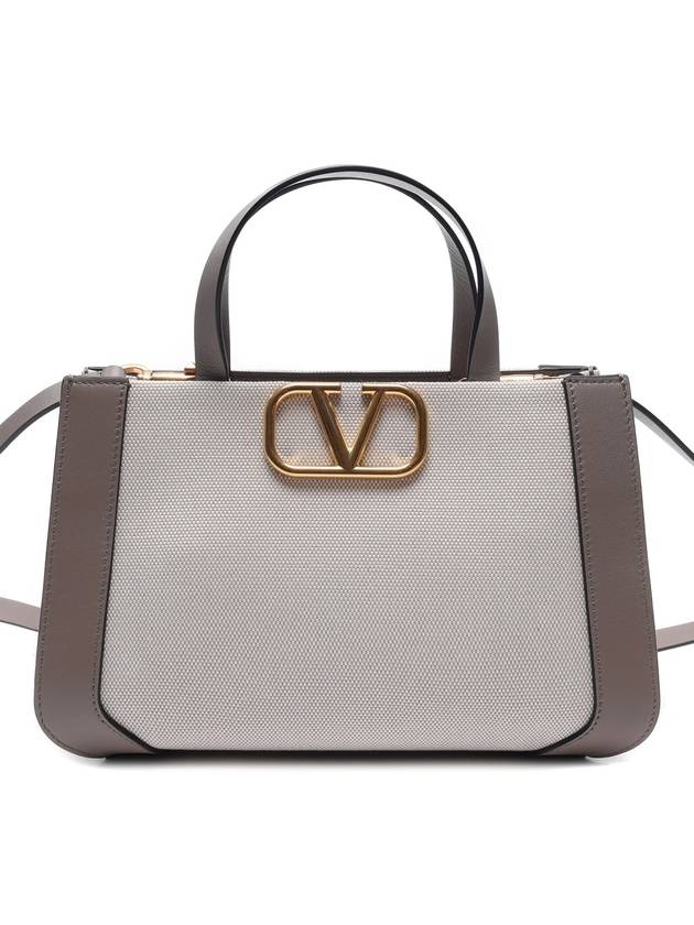 V Logo Signature Tote Bag Grey Ivory - VALENTINO - BALAAN 3