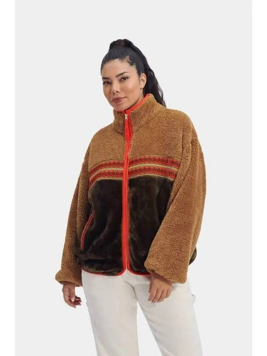 for women Sherpa overfit full zip jacket Marlene Sherpa jacket H braid dark brown 271262 - UGG - BALAAN 1