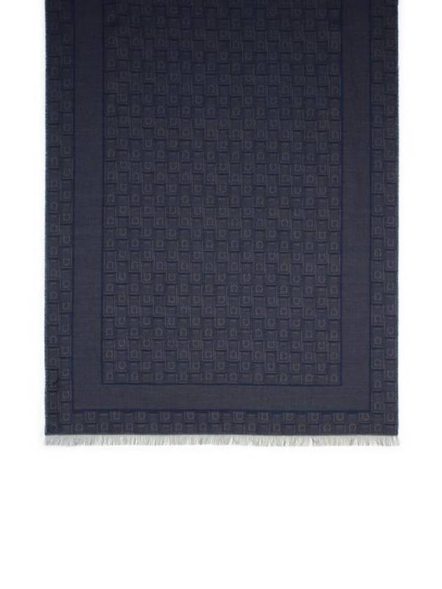 Monogram Jacquard Stole Muffler Blue - SALVATORE FERRAGAMO - BALAAN 1