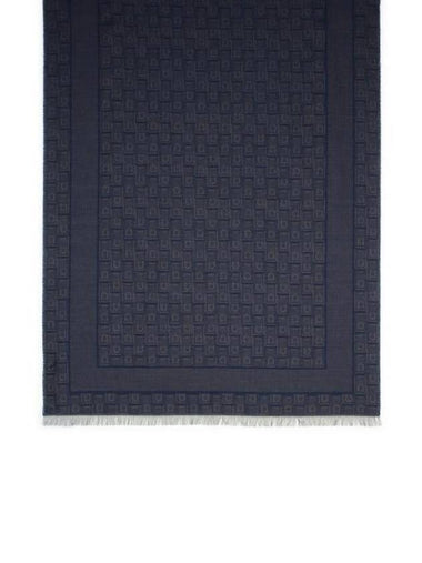 Monogram Jacquard Stole Muffler Blue - SALVATORE FERRAGAMO - BALAAN 1