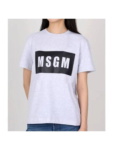 Box Logo Short Sleeve T-Shirt Grey - MSGM - BALAAN 1