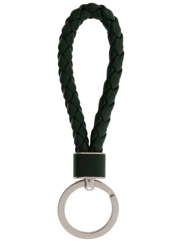 Intrecciato Leather Key Holder Dark Green - BOTTEGA VENETA - BALAAN 3