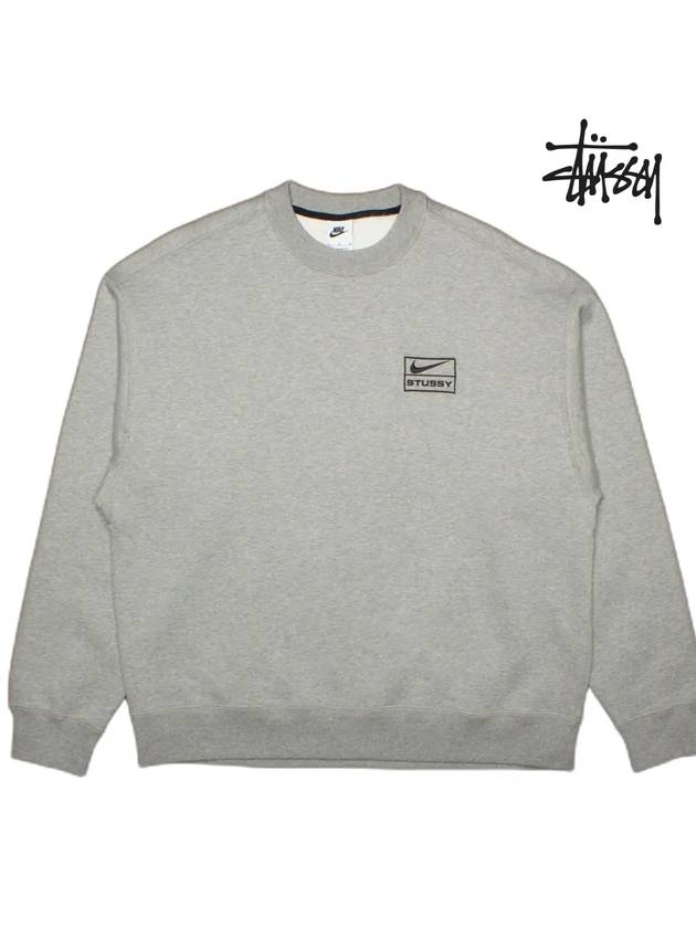 Nike NRG Fleece Crew Neck Dark Gray Heather DO9337 063 - STUSSY - BALAAN 5